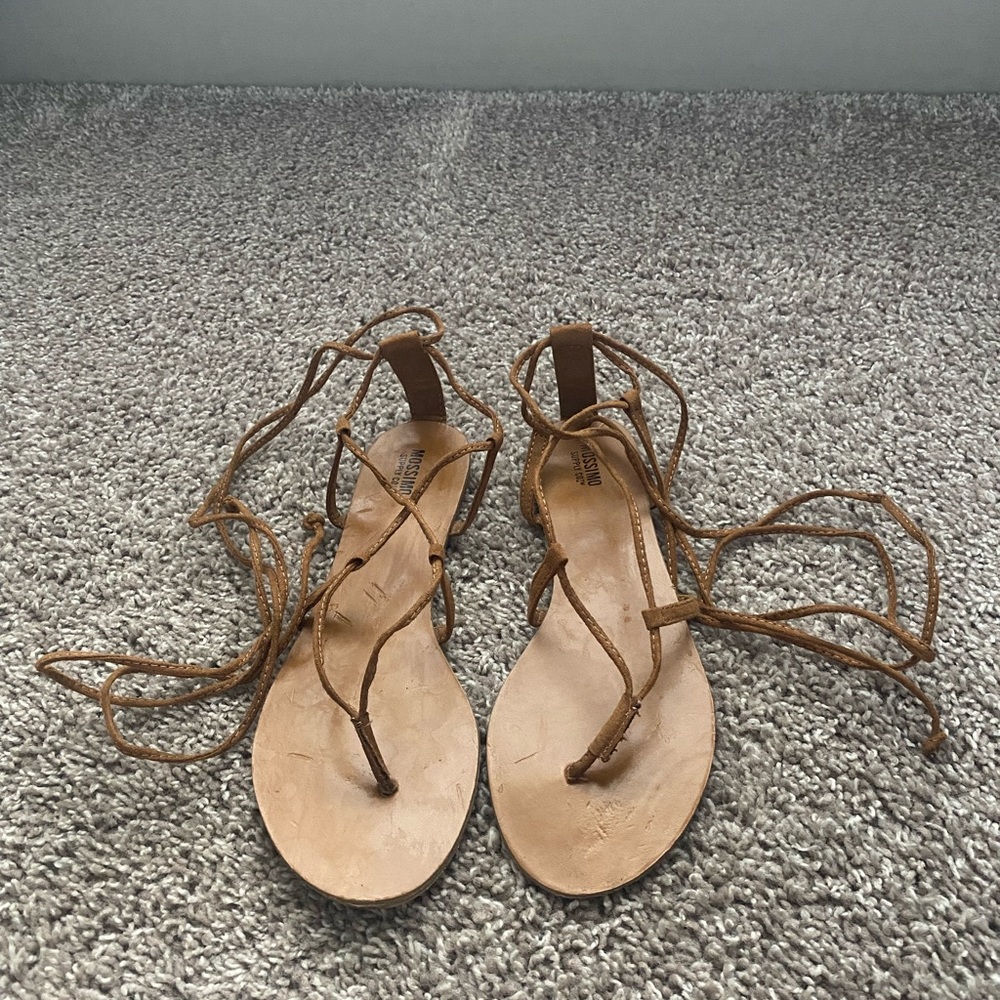 Brown lace up sandals